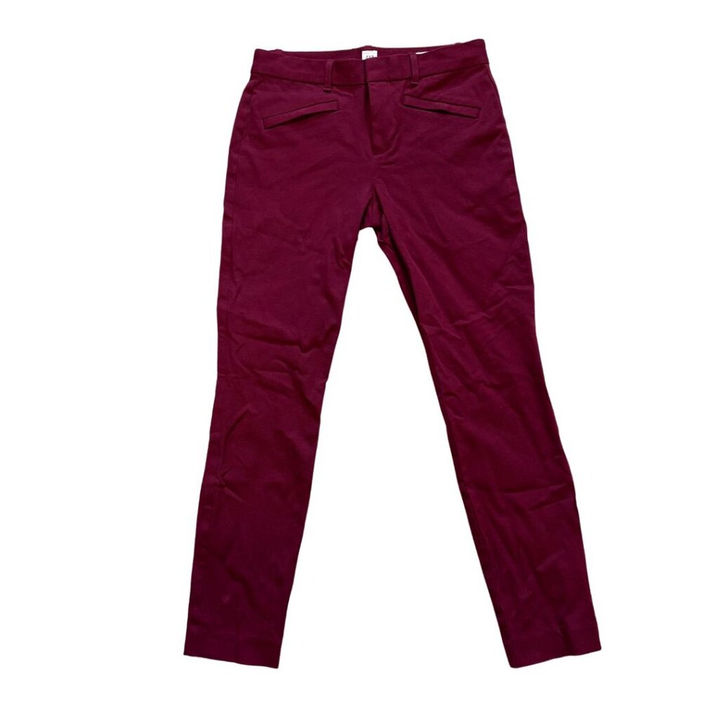 Gap Women’s Maroon Skinny Ankle Pants Size 2R Stretch Casual Zip Pockets